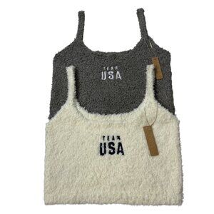 SKIMS Cozy Knit Tank Top Lot 2 White Gray L/XL Team USA
